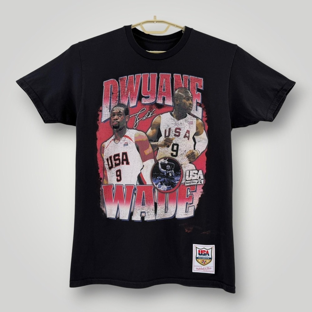 Mitchell & Ness Dwyane Wade USA Basketball Tee Mens M Black Team USA‎ Shirt